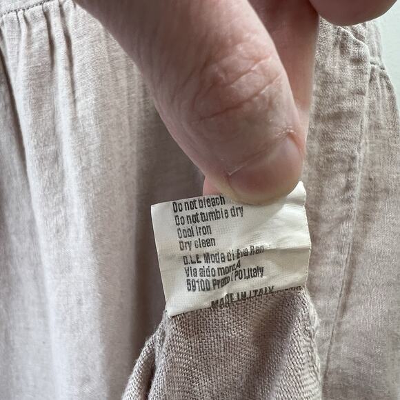 Le Raganne Womens Italian Linen Midi Dress Sz L Dusty Lavender Beach Cottagecore - Picture 5 of 8